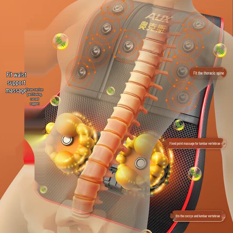 Aux Neck and Back Massage Pillow with Heat and Vibration