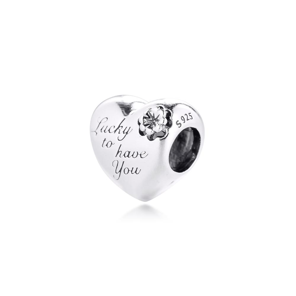 Heart & Clover Charms 925 Sterling Silver Beads for Jewelry Making Fits Original Europe Bracelet DIY Gift Mother's Day