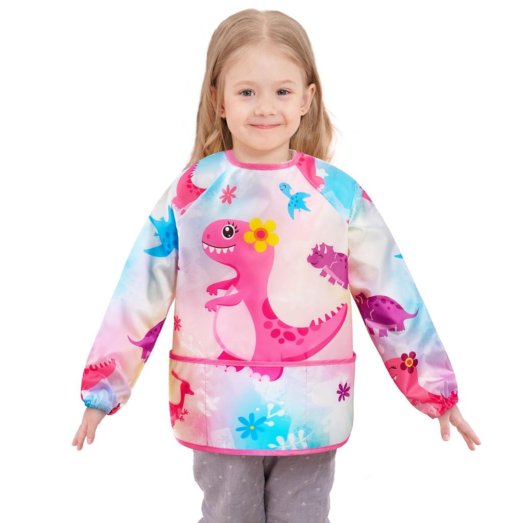 Art Smock For Kids Aprons For Boys And Girls Waterproof Toddler Art Smock Painting For Children With Long Sleeve And 3 Pockets