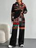 European And American Autumn And Winter Casual Long-Sleeved Suit Women'S Bohemian Hooded Sweater Trousers Two-Piece Set