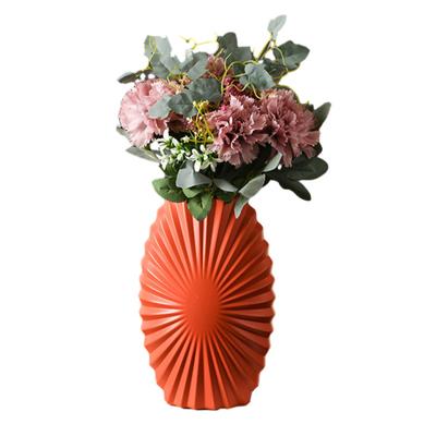 Kunststoff Gerillte Blumenvase Minimalistisch Modern Blumenhalter Behälter Heim Büro Tisch Mittelstück Dekorative Blumige Pflanzen Vase