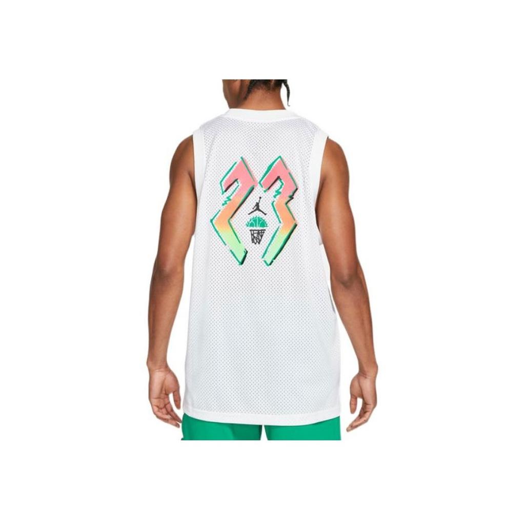 Jordan Breathable Mesh Logo Print Basketball Vest Men Tops White DQ5867-100