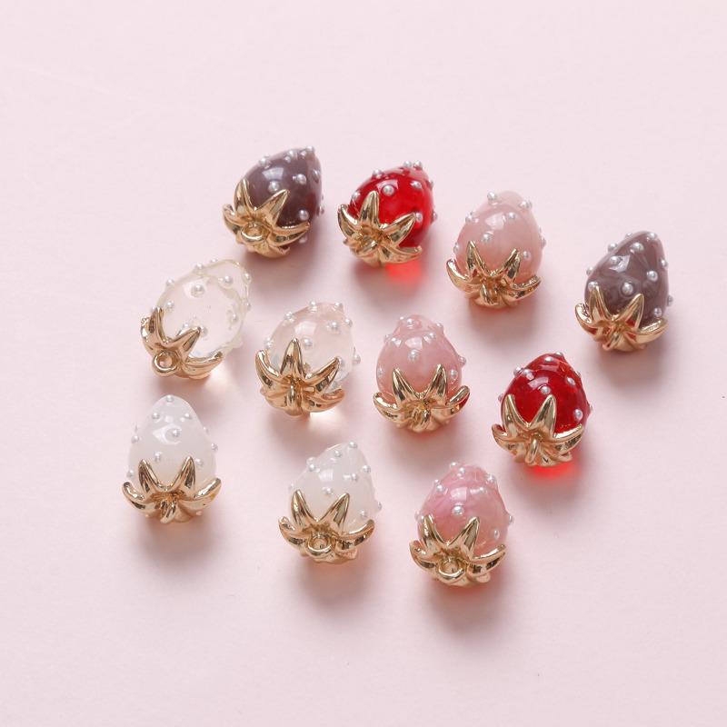 2Pcs Resin Sweet Strawberry Bead Pendant Charms Diy Handmade Jewelry Making Earring Necklace Bracelet Keychains Accessories