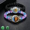 1Pc Glow In Dark Sun Moon Lover Couple Bracelet, Handmade Beaded Braided Unisex