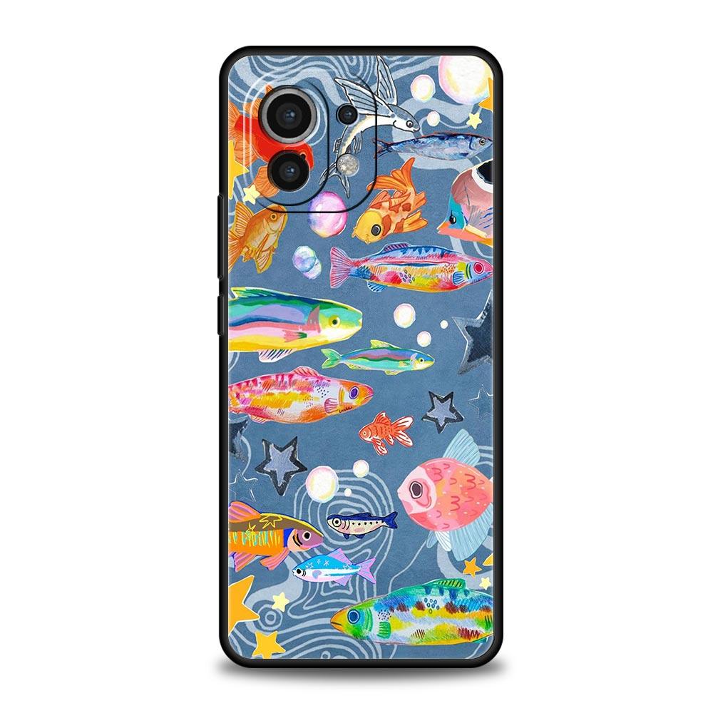 Blue Ocean Fish Phone Case Cover for Xiaomi Mi 17 15 14 13 12 11 Ultra 15T 14T 13T 12T 11T Pro Lite 5G Soft TPU Shell Fundas Bag