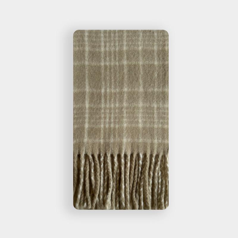 New Zealand Wool Blend Designer Red Plaid Scarf for Women Winter Korean Style Soft Scarf