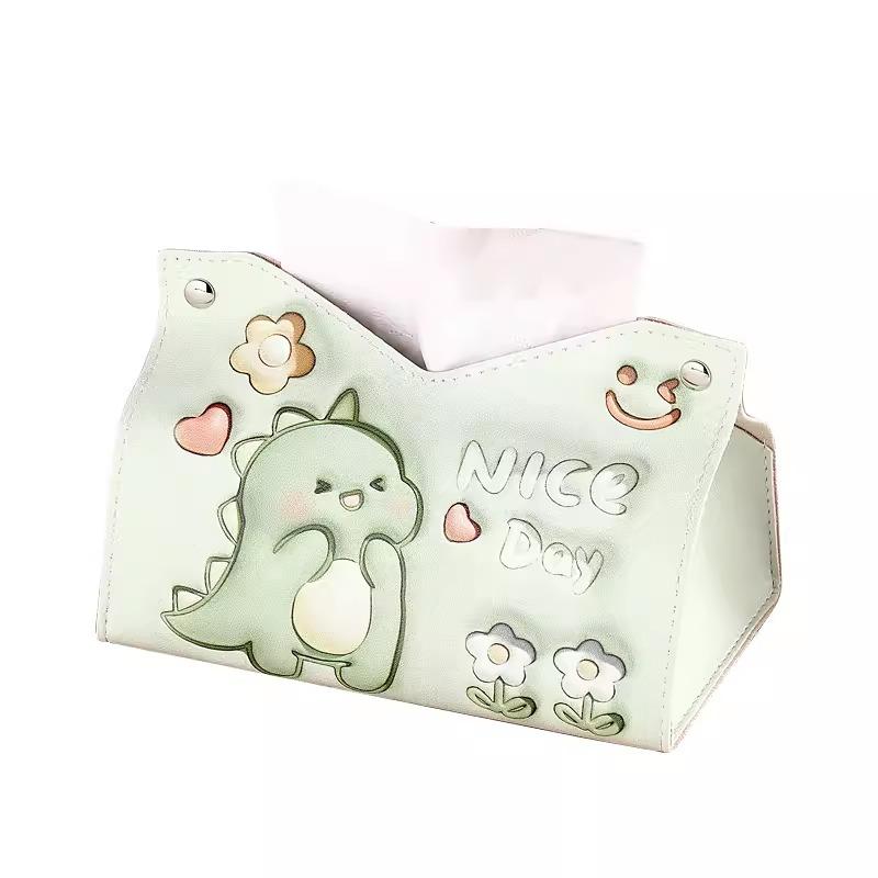 Cute Cartoon Tissue Box, Modern Simplicity, Living Room Fashion Decoration, Household Portable Creative Table Leather Paper Box,