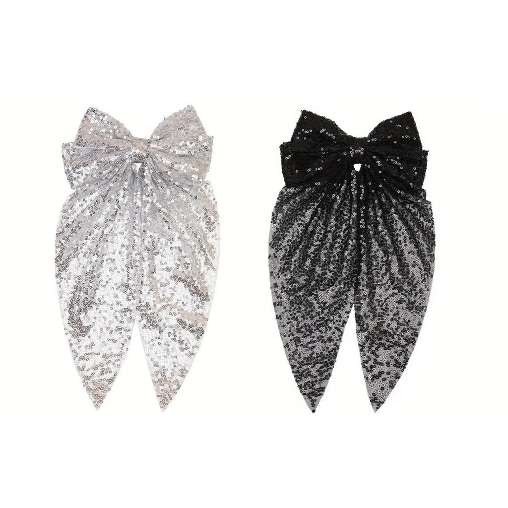 Bride Hairpin with Sequins Bowknot for Girls Barrette Bows for Pageant Prom Princess Hair Accessories Stage Props