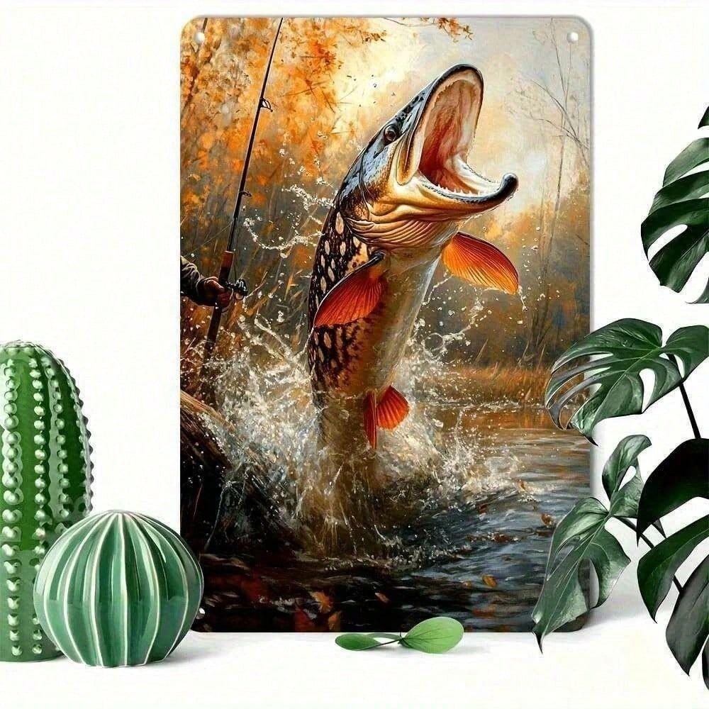 

Metal Wall Art Barracuda Fishing Sign Garage Decor Fisherman Gift