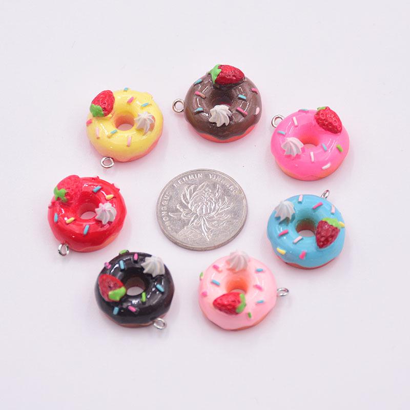Strawberry Donut Resin Jewelry: Earrings, Necklace, Keychain, Keyring, Pendant Accessories