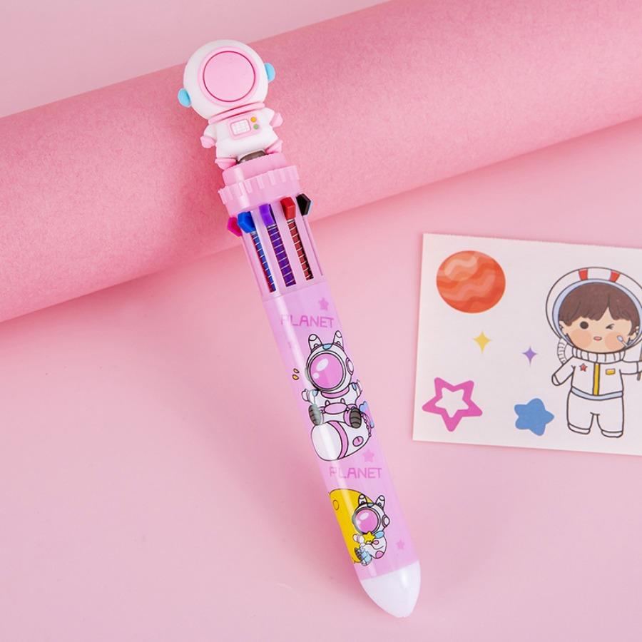 5Pcs Cute Astronaut Ten-color Pen Colored Ballpoint Pen, Student June 1st End Christmas Prize Gift