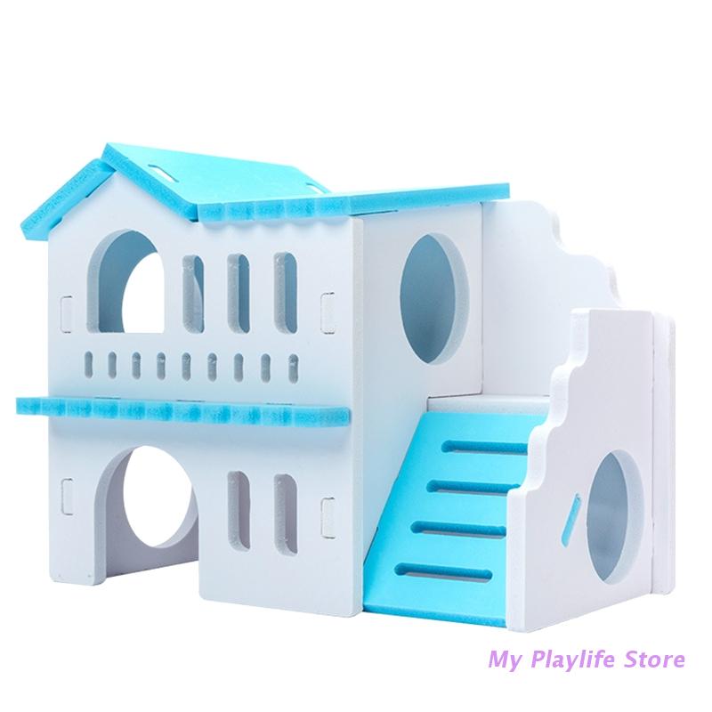 Hamster Wood House Hut Small Animal Rat Mouse Sleeping Nest Wooden Toy Habitats Decor Chinchilla Nest DIY Hideout Hut
