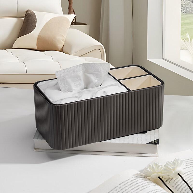 Yuzhuxun Desktop Leather Tissue Box with Roman Column Pattern