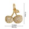 Hot Sale Custom Gold Plated Brass Zircon Paved Strawberry Lemon Cherry Apple Watermelon Pendant Charms DIY Jewelry Making