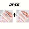 16Tips White French Semi-Cured Gel Nail Patch Sliders Full Cover Gel Nail Stickers For UV Lamp Adhesive Decals Manicure Patch #7