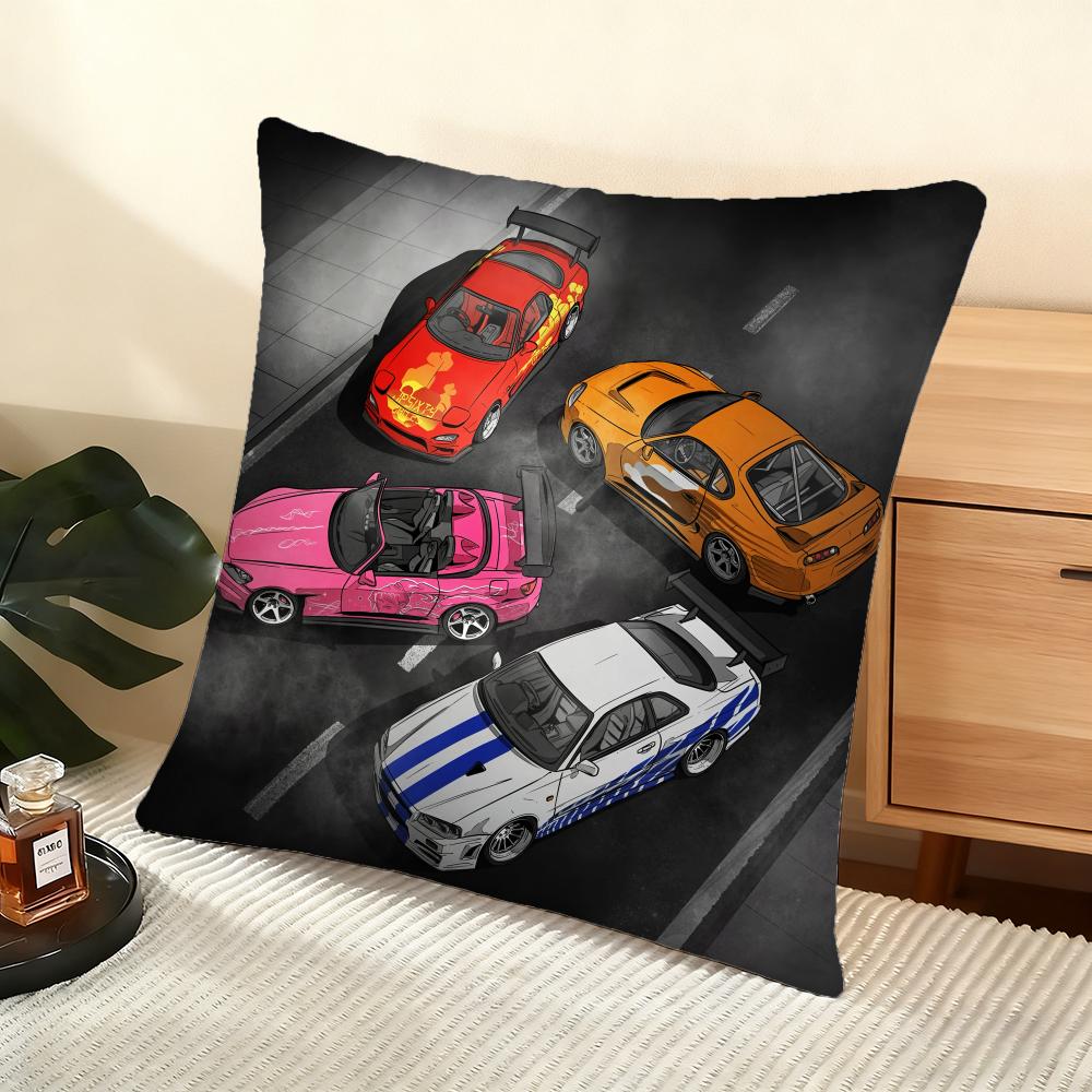F-Fast And F-Furious Movie Cushion Cover Soft Short Plush Pillow Cover Smooth Cozy Texture Aesthetic Cushion Case Home Decor