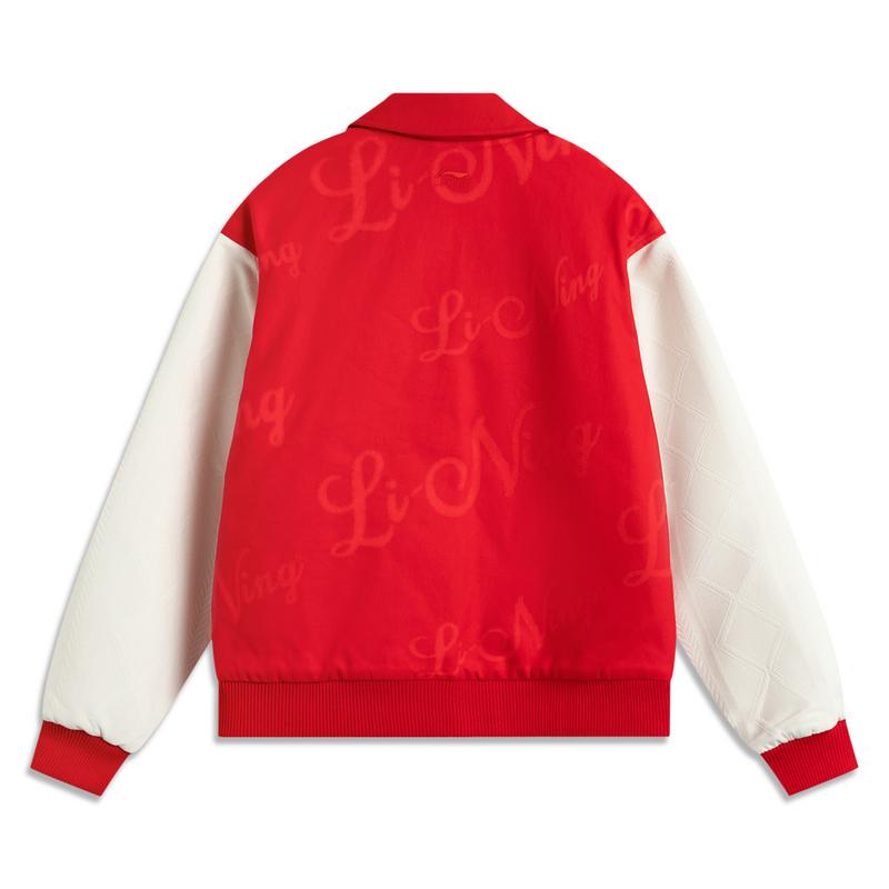 Li-Ning Comfortable Casual Simple Polo Loose Cotton Jacket Women Jackets Red AJMV088-1
