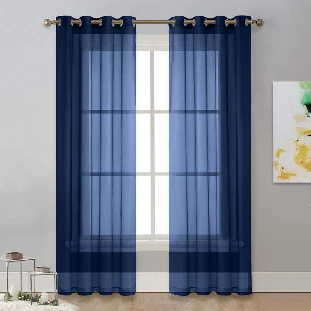 1pc Modern Solid Colour Sheer Curtain, Curtains for Living Room, Bedroom, Home Decoration, French Window Screen Grommet Top