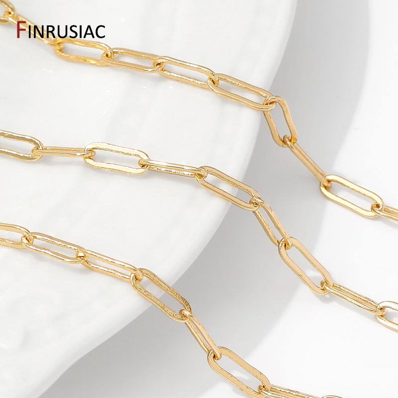 14K Gold Plated Brass Paperclip Link Chain Oval Link Cable Bulk Chain For DIY Jewelry Making Findings Handmade Crafts Components