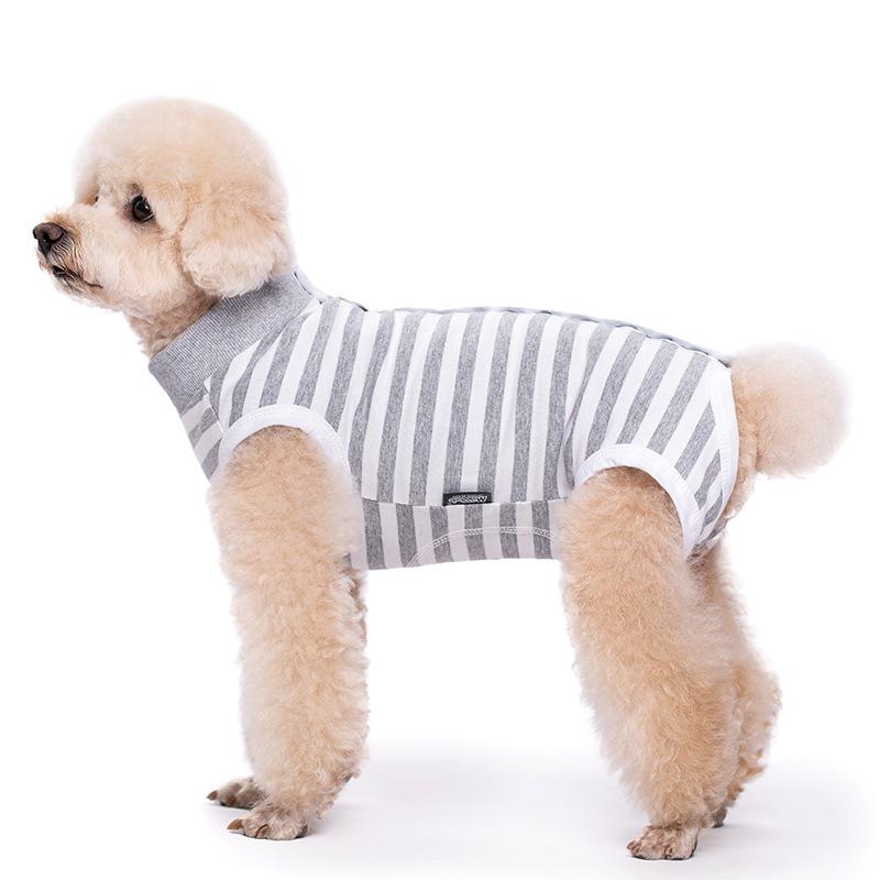 Dog Clothes Thin Belly Protector Vest Wrap Tummy Cooler Free Striped Shirt Back Button Bitch Spaying Weaning