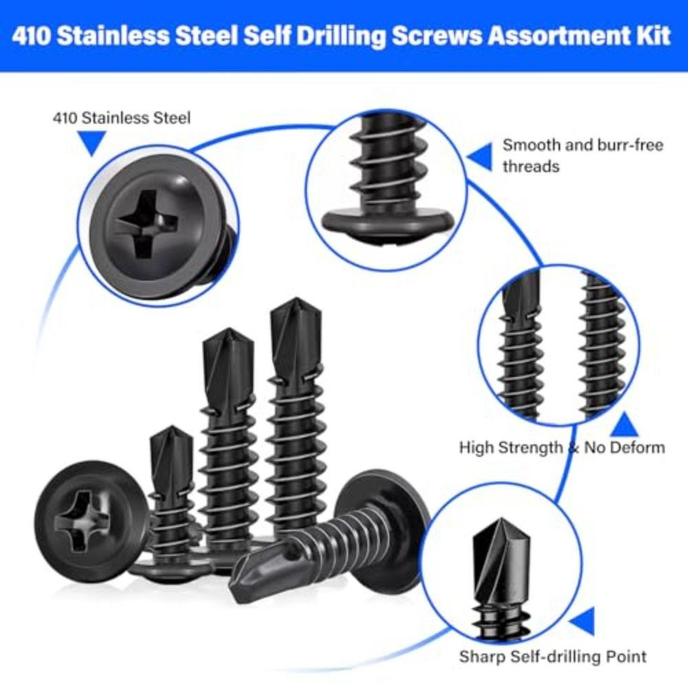 450pcs 410 Stainless Steel Self Tapping Screws Hex Head Stainless Steel Screws  Metal Application