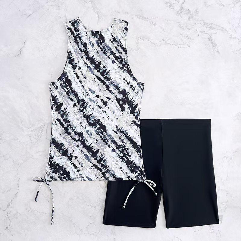 2025 European & American Style Two-Piece High-Waisted Boyleg Tankini - Slimming Women's Swimwear