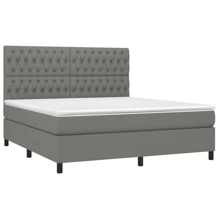 VidaXL Slatted Bed Base with Mattress and LED, Upholstered Bed, Double Bed, Adult Bed for Interior Bedroom, 3135134