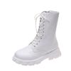 Boots Women 2025 Autumn Winter PU Leather White Ankle Boots Motorcycle Botines Female Chunky Heels Platform Boots Botas Mujer