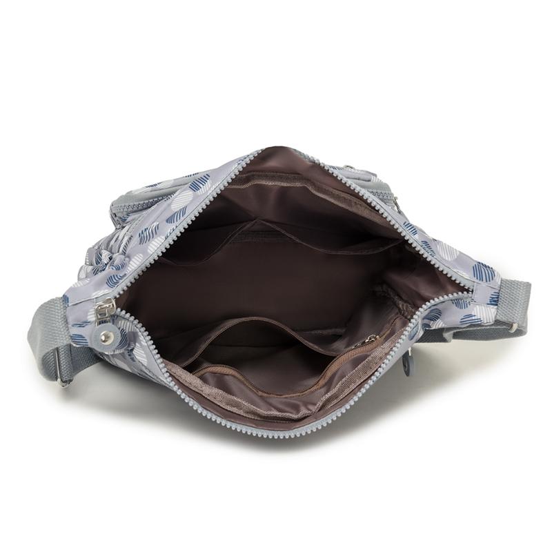 Lätt axelväska för kvinnor, med flera fickor, mammapåse, nylon, stor kapacitet, axelväska
