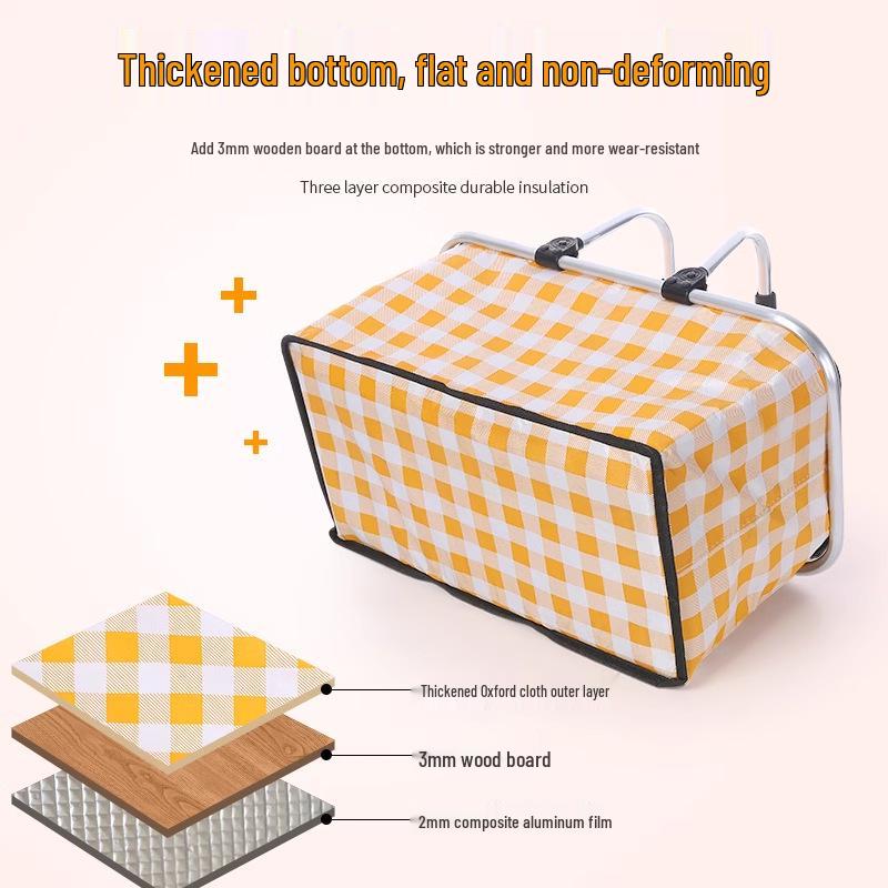 Portable Foldable Insulated Aluminum Foil Picnic Basket for Refrigerated Fast Food