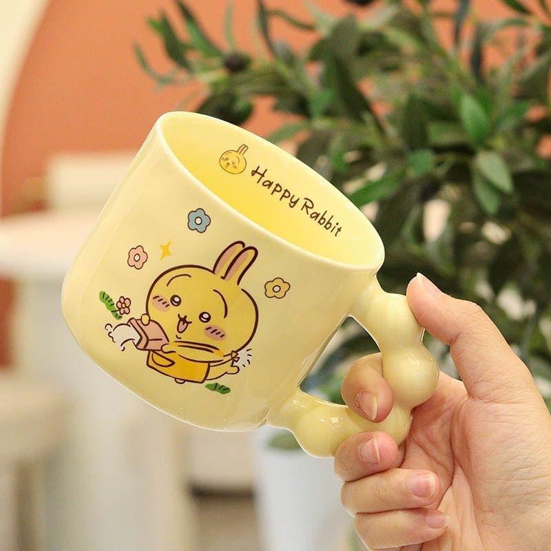 Cute Butter Ceramic Cup Mug with Lid Spoon High Value Birthday Gift Opening Event Souvenir Gift Cup