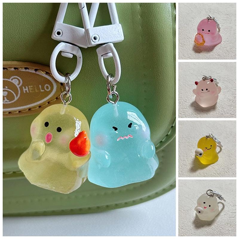Halloween Ghost Keychain Luminous Halloween Boo Basket Stuffers Glow In The Dark Keychains Phone Pendant Charms Car Key Ring Set