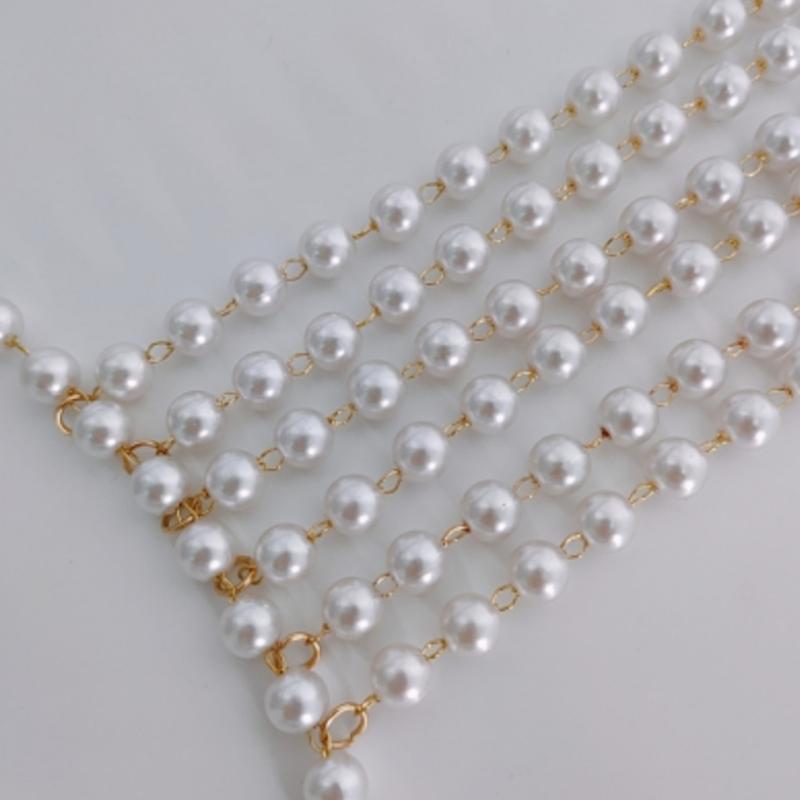 Stylish Pearls And Gold Alloy Body Chain Beach Vacation Jewelry Enhancing Women's Fashion Sense For Special Occasion