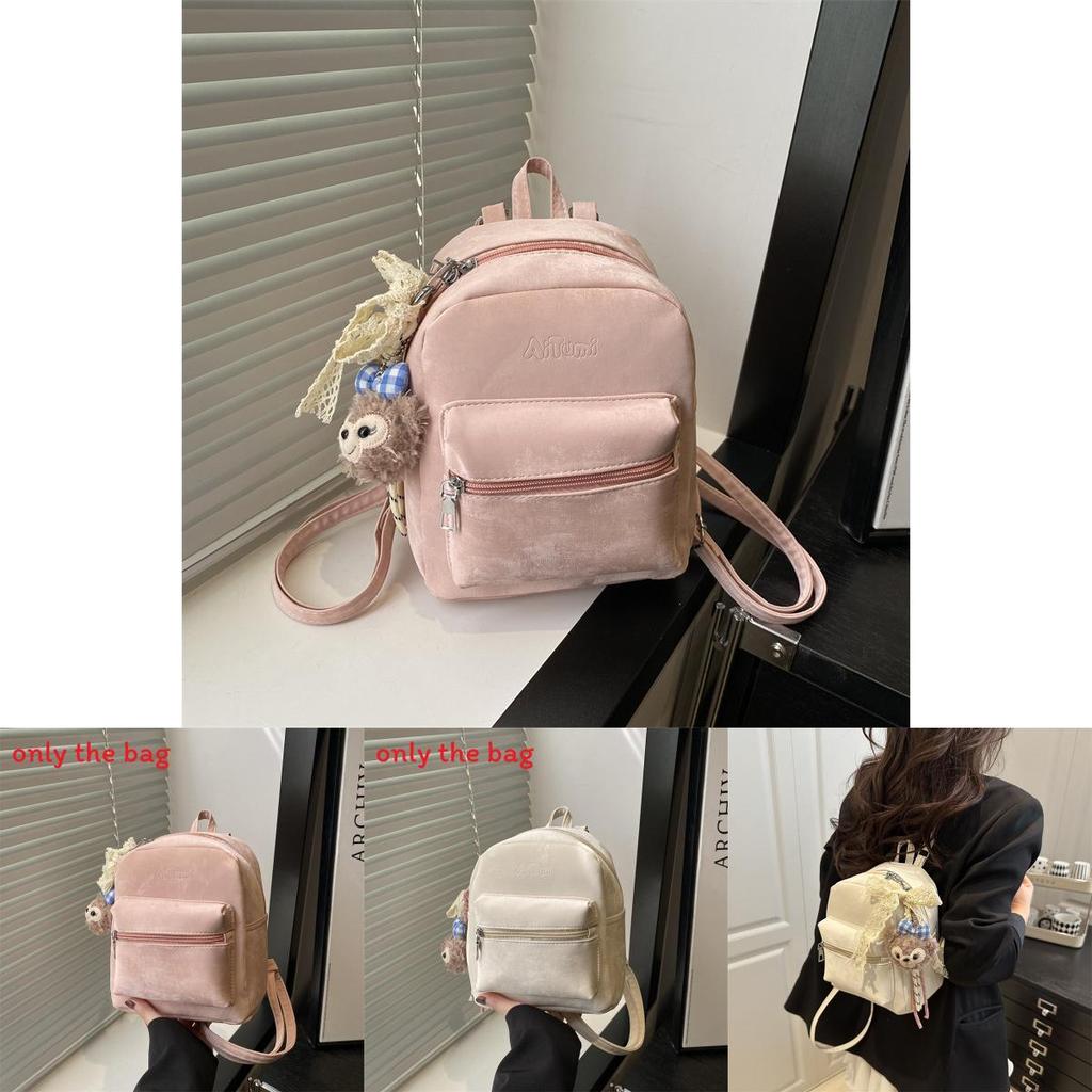 Pu Mini Backpack For College Students With Solid Color Design And Shelliemay Pendant For Daily Use