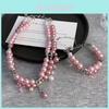 Exquisite Pink Double Layer Bead Bracelet For Women With Chic Geometric Design