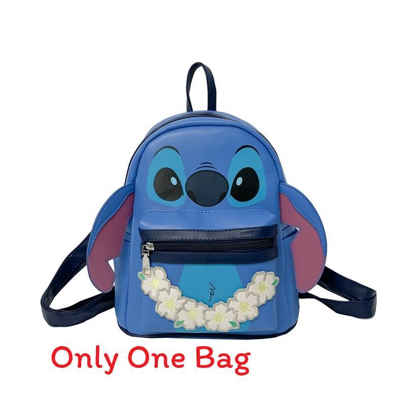 Stitch Floral Pattern Pu Mini Backpack With Cartoon Design For Casual Outings