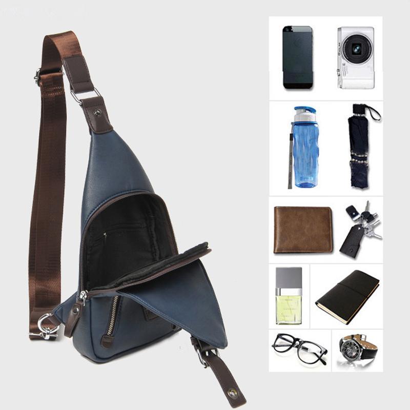 PU-Leder-Herren-Brusttasche, multifunktionale Einzelgurt-Anti-Diebstahl-Brusttasche mit verstellbarem Schultergurt, Messenger-Tasche
