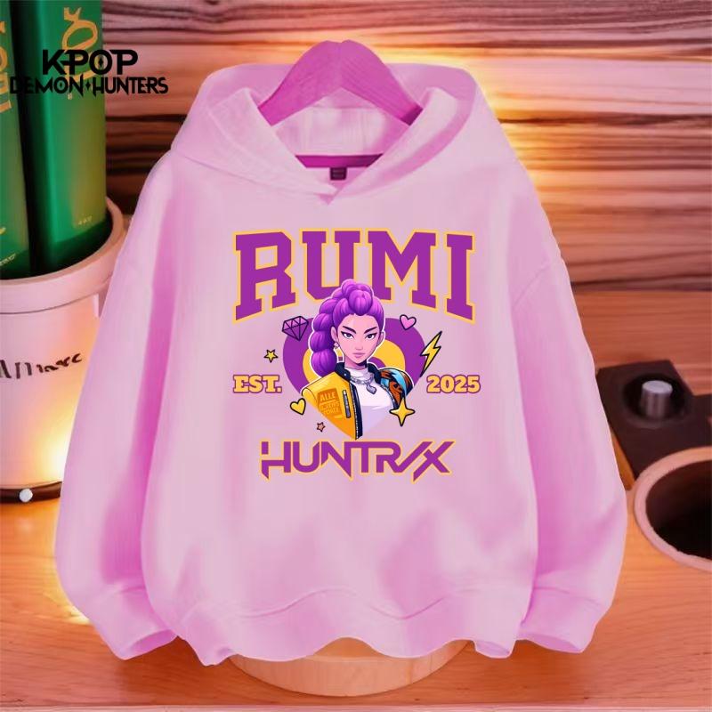 

Худи K-pop Охотники на демонов для мальчиков и девочек с длинным рукавом, верхняя одежда Saja Boys с принтом, с капюшоном, модный пуловер для детей 150