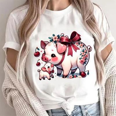 Odzież Kreskówka Urocza Świnia Nadruk 3D Damska Koszulka Lato Hip Hop Moda Y2K Góra Koszulka Codzienna Duży Rozmiar Krótki Rękaw Odzież