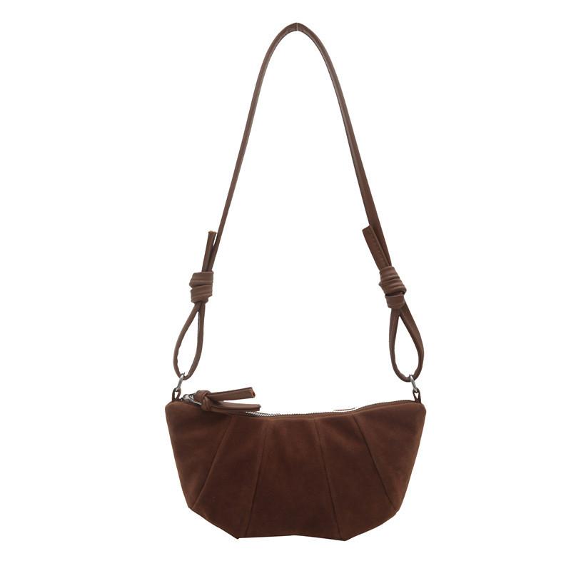 Retro Velvet Dumpling Shoulder Bag With Stitching Detail For Street Style Fashion