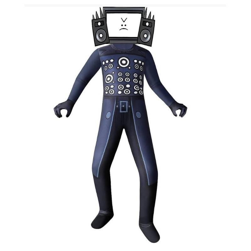 Skibidi Super Toilet Tv Man Kids Cosplay Costume Halloween Bodysuit Party