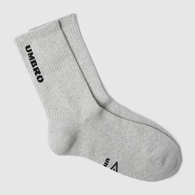 Vertical Wording Cushioning Crew Socks Grey UR323CSC91