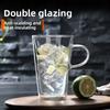 Transparente doppelwandige Kaffeetasse aus Glas mit Henkel Wasserbecher Teetasse Milchbecher 400 ml Kaffeegeschirr Teegeschirr Trinkgläser Bar