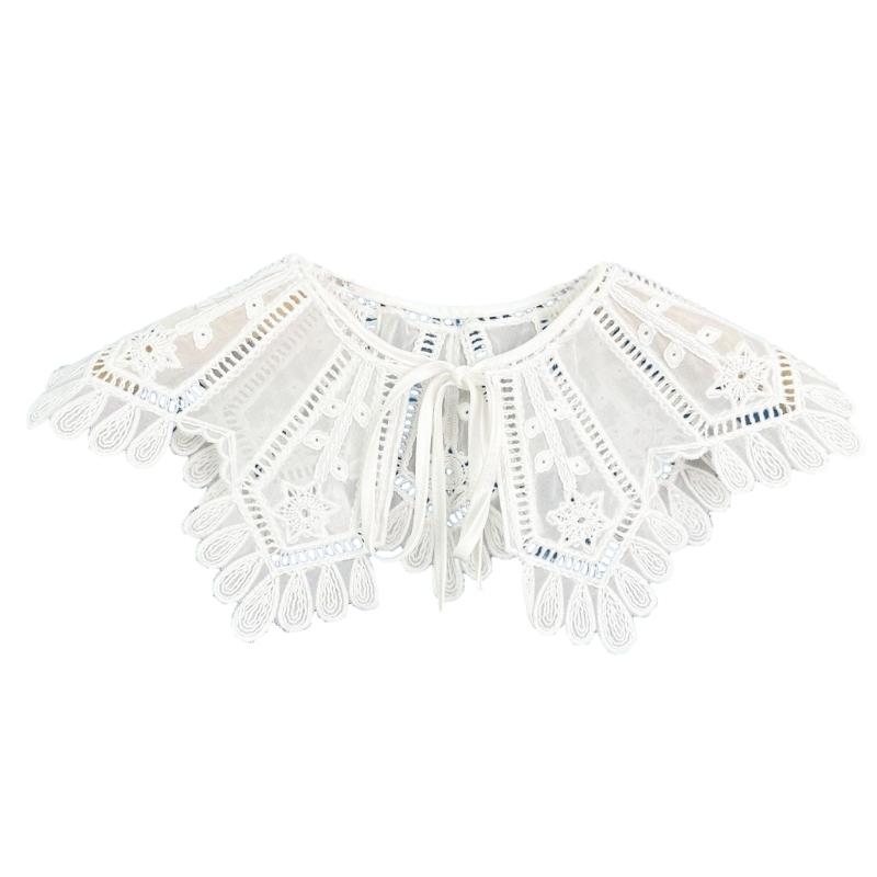 

Embroidered Flower Faux Collar Decorative Collars for Clothing Dress Removable False Collar Women Adjustable Neck Shawl