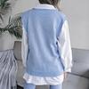 Women Sleeveless Knit Sweater Solid Color V Neck Twist Cutout Tank Top Sizes S To L