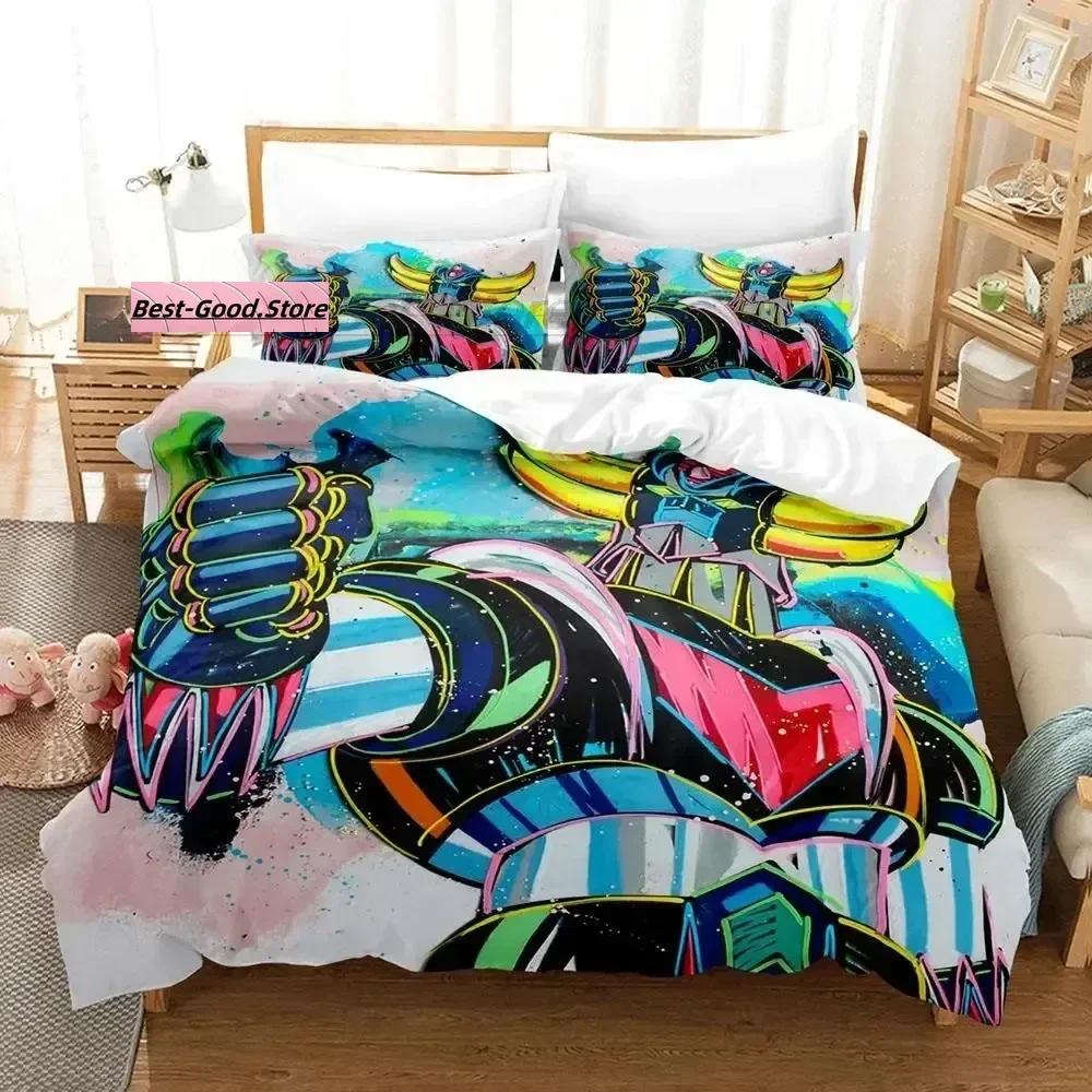 Mechanical Goldorak Bedding Set Single Twin Full Queen King Size Bed Set Aldult Kid Bedroom Duvetcover Sets Cartoon Anime Bed