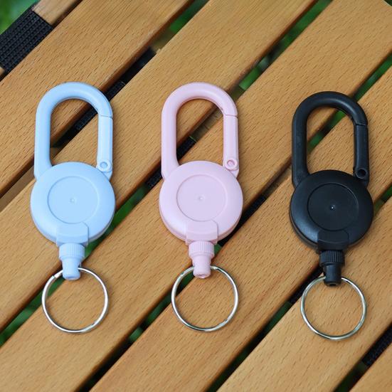 Retractable Keychain with Steel Wire Rope Carabiner Badge Reel Holder Clip Key Ring Heavy Duty Outdoor Camping Climbing Anti-lost Buckle