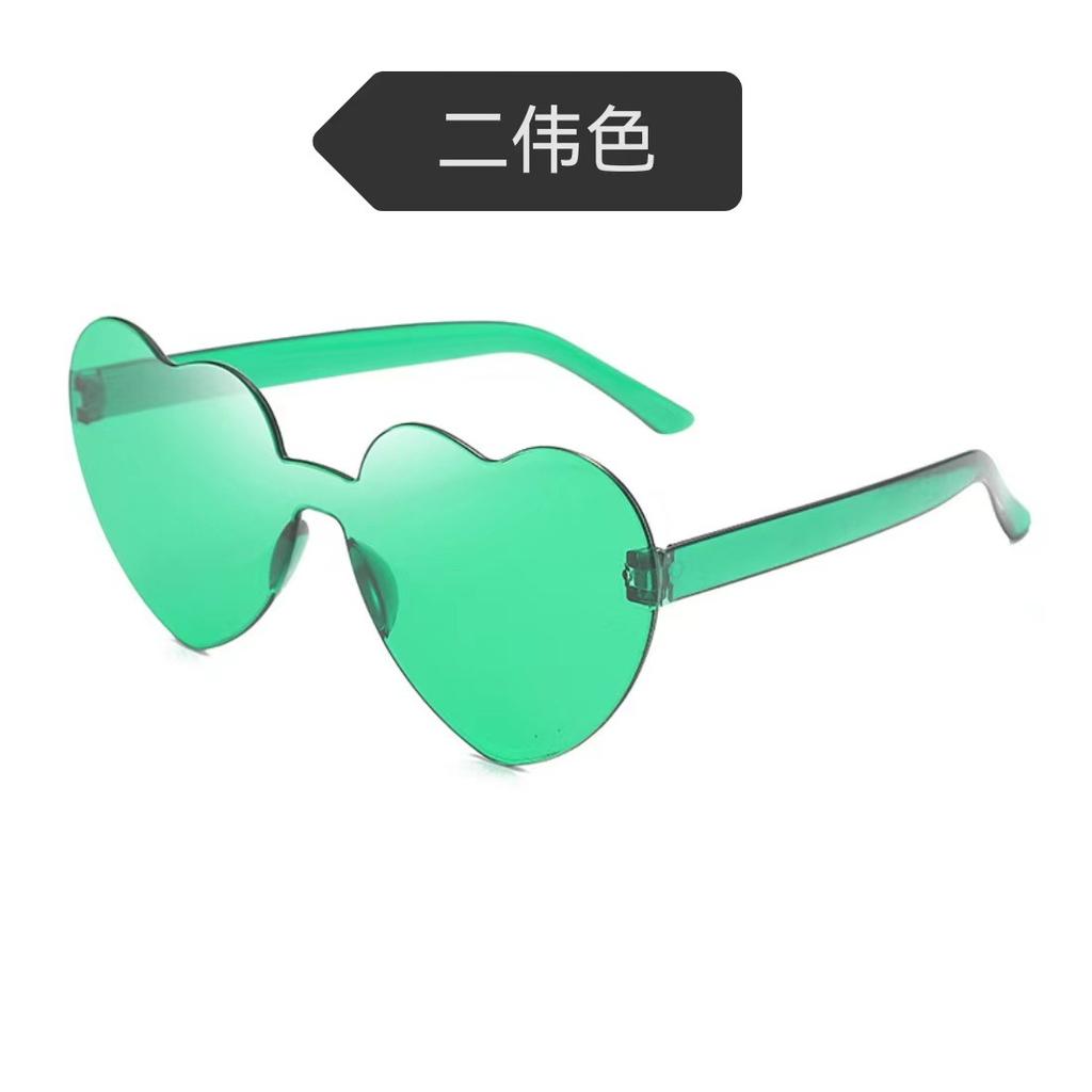 Peach Heart Sunglasses Love Glasses Trend Frameless One-Piece Marine Film Dazzling Color Sunglasses