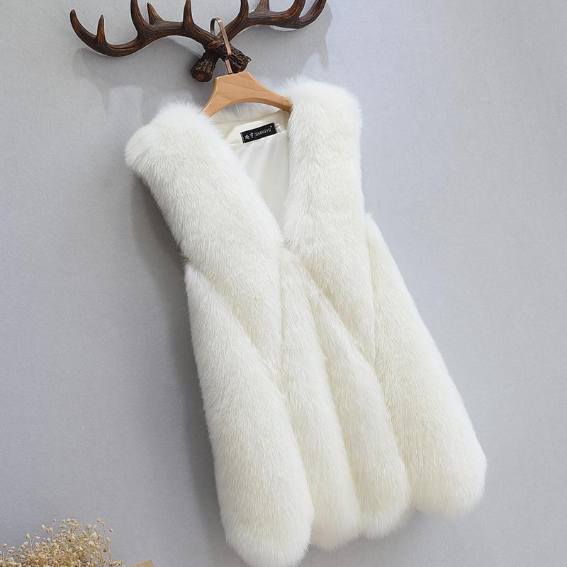 Imitation fox fur coat for women's autumn and winter new medium and long vest fur coat for women to keep warm