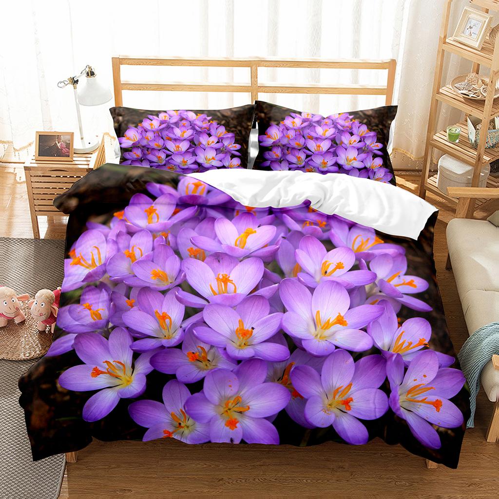 Spring Flowers King Queen Duvet Cover Colorful Floral Bedding Set Cherry Blossoms Quilt Cover 2/3pcs Polyester Comforter Cover